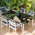thumbnail image 2 of Christmas Tree Table Cloths for 5 Foot Rectangle Tables, Black Green Xmas Tree Winter Patio Waterproof Elastic Fitted Tablecloths, Washable Rectangular Table Cover for Camping, 2 of 8