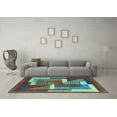 thumbnail image 3 of Ahgly Company Indoor Round Abstract Light Blue Modern Area Rugs, 8' Round, 3 of 4