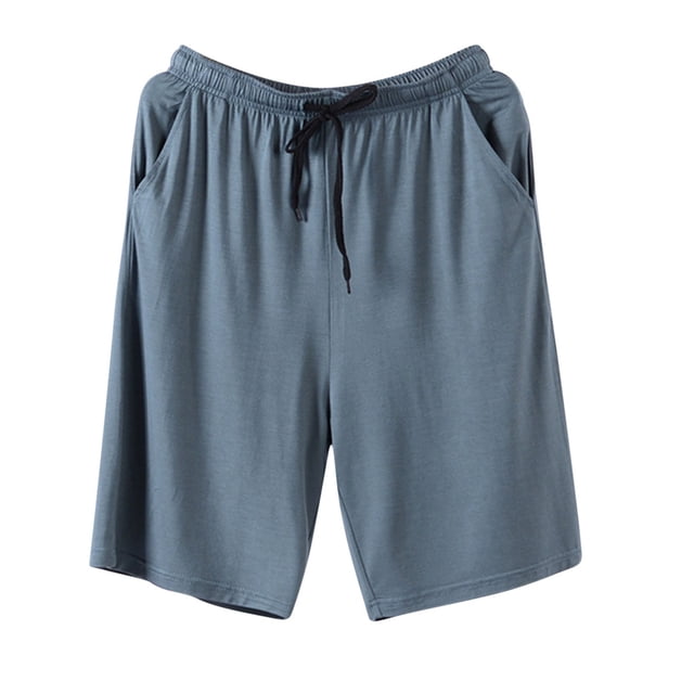 Pantalones de pijama de color liso para hombre con cinco piezas de largo, ropa de casa fina para hombre, pantalones cortos de pijama, pijamas para hombre