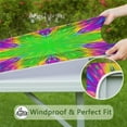 thumbnail image 6 of Colorful Tie Dye Star Flower Pattern Square Fitted Tablecloth with Elastic Edge,Square Table Cover,Washable Elastic Table Cover for Home Kitchen Party Decor 34"x34", 6 of 6