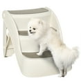 thumbnail image 1 of PawHut Foldable Pet Stairs 3-Step for Small Dogs w/ Non-slip Treads, Cream, 1 of 10