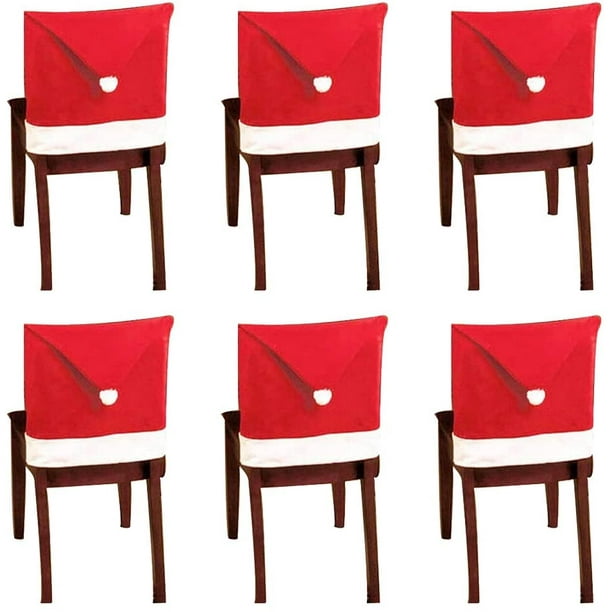 50 x 60 cm Santa Claus Chair Cover Set of 6 Chair Cover Santa Hat Santa