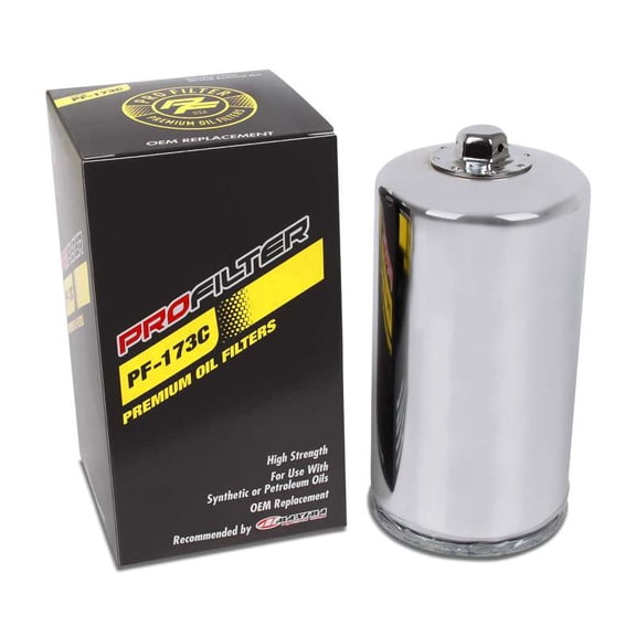 Pro Filter Premium Oil Filter Spin-On Replacement Chrome Paper Media Street Motorcycle (PF-173C)