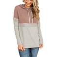 thumbnail image 2 of Women's Color Block Hoodies Fall Long Sleeve Sweatshirt Casual Drawstring Pullover Tops Striped Tunic Shirts, 2 of 5