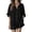 Black, variant on Women's Solid Color Short Sleeved Shirt And Shorts Set With Solid Color Collar Linen