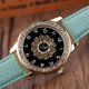 thumbnail image 5 of Reloj de cuarzo con banda de cuero de PU a la moda, reloj femenino con diamantes de imitación y esfera redonda grande con números (azul cielo), 5 of 5