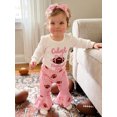 thumbnail image 6 of RUINIXCW Baby Girl Cute Football Fan Outfit Set White Bodysuit with Ball  Pink Ruffle Flare Pants + Headband, 6 of 8