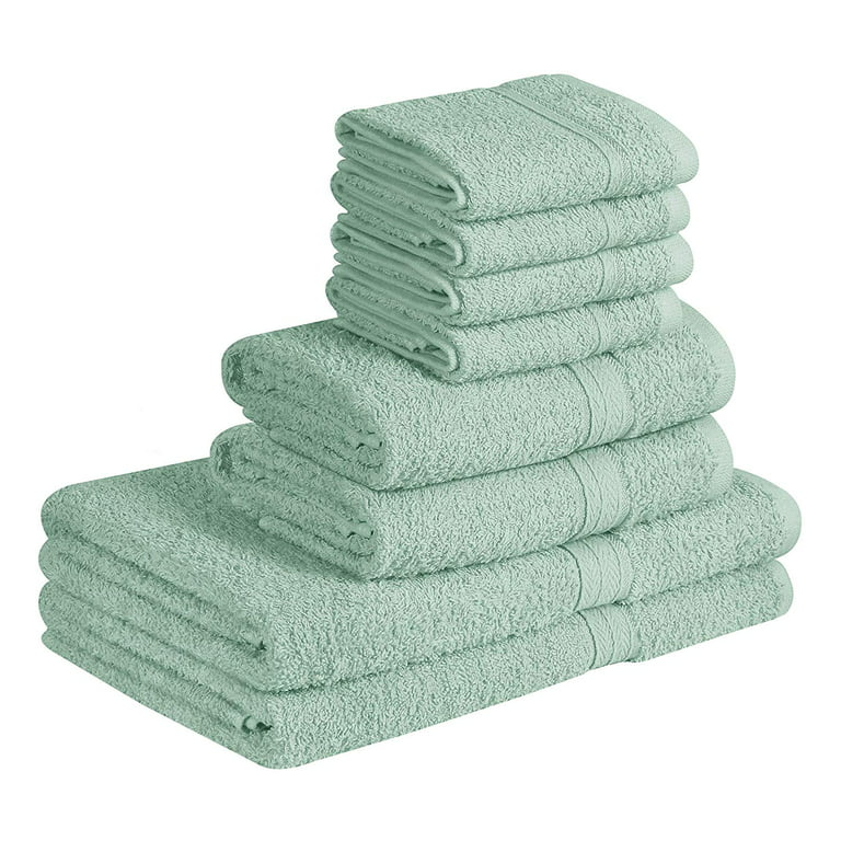 Beauty Threadz 100% Cotton 8-Piece Towel Set - Seafoam Green - 2 Bath Towels,  2 Hand Towels, and 4 Washcloths - Super Soft, High Quality, High-Absorbent,  and Fade-Resistant. (400 GSM) 