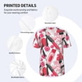 thumbnail image 3 of Zufioo Makeup Print Men's Baseball Short Sleeve, Moisture Wicking Button-Down Hip Hop Tee-Small, 3 of 7