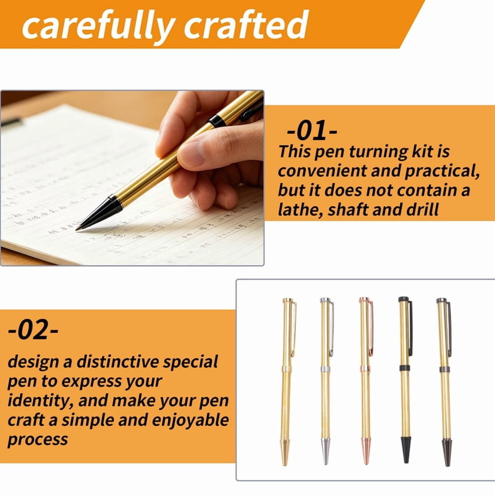 Katigan 10 Sets of Wood Turning Pen Kit Project Supplies 7mm Slim Pen Kit with Refills and Pen Blanks Wood for Lathe Turning