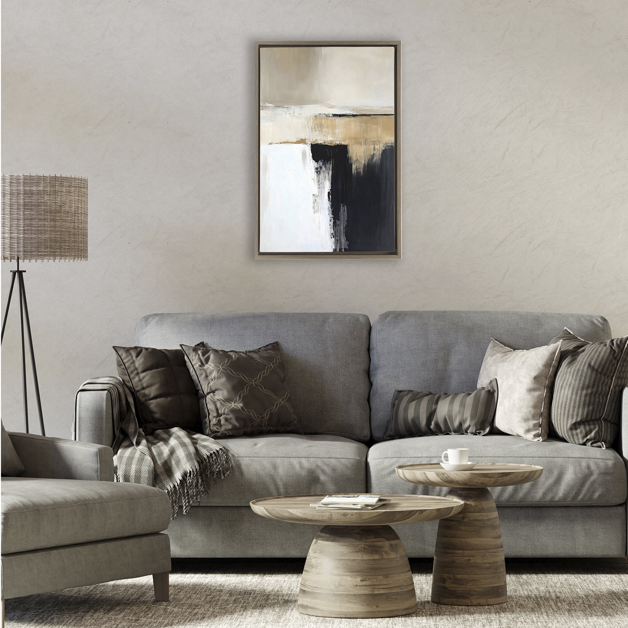 Stupell Industries Desert Horizon Muted Abstract Brown Framed Floater Canvas Wall Art, design by Gina Kelly
