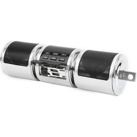 Motorcycle ATV Stereo Speakers Soundbar,Motorcycle Stereo Speakers Handlebar Mount MP3 Music Player Audio Amplifier System Scooter Bike ATV UTV (Silver Color)