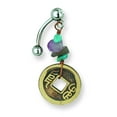 thumbnail image 2 of 316L SRG GR SSTL 14G 7/16in. Turq Stones & Coin Belly Dangle Stainless Steel, 2 of 2
