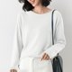 thumbnail image 5 of Camisa de manga larga,Blusa de punto de color liso para mujer, manga larga, cuello redondo, material acrílico, top informal de moda para uso doméstico y diario, sopatenor, 5 of 8