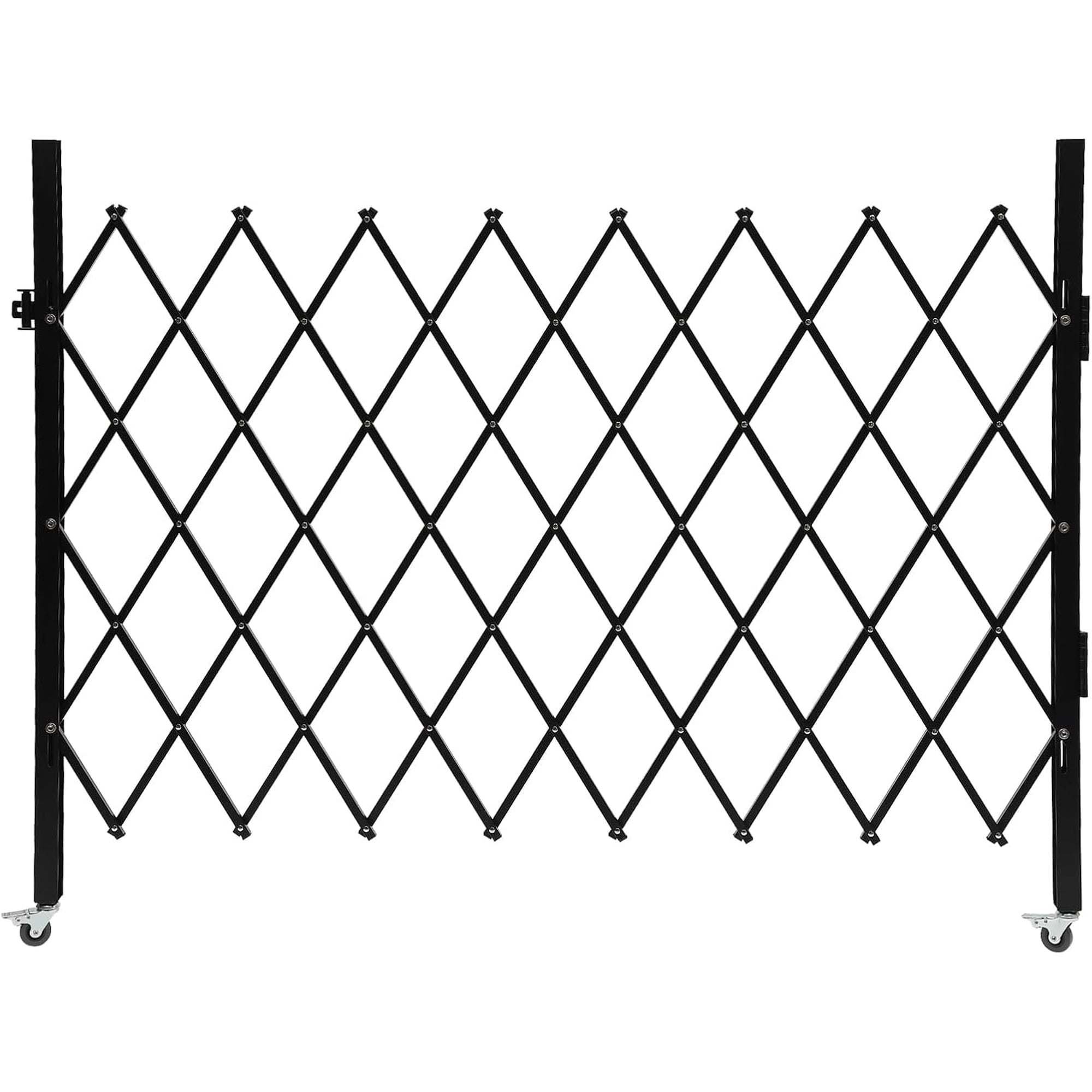Single Folding Security Gate, 48" H x 66" W Folding Door Gate with Casters, Flexible Expanding Security Gate, 360° Rolling Barricade Gate, Scissor Gate or Door with Padlock