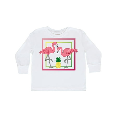 

Inktastic Flamingos And Pineapple Gift Toddler Boy or Toddler Girl Long Sleeve T-Shirt