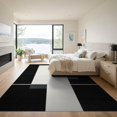 thumbnail image 3 of ODIKA 9'x12' Black Contemporary Geometric Pile Washable Area Rug Subtle Brushstroke Marks Asymmetric Modern Flat Design Non-Shedding, Easy Care for Master Suite, California King, Under Bed, 3 of 7