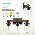 thumbnail image 5 of EDISHINE 3-Light Wood Grain Paint Vanity Lights with Clear Glass Shades,  E26 Base, ETL Listed, 5 of 8