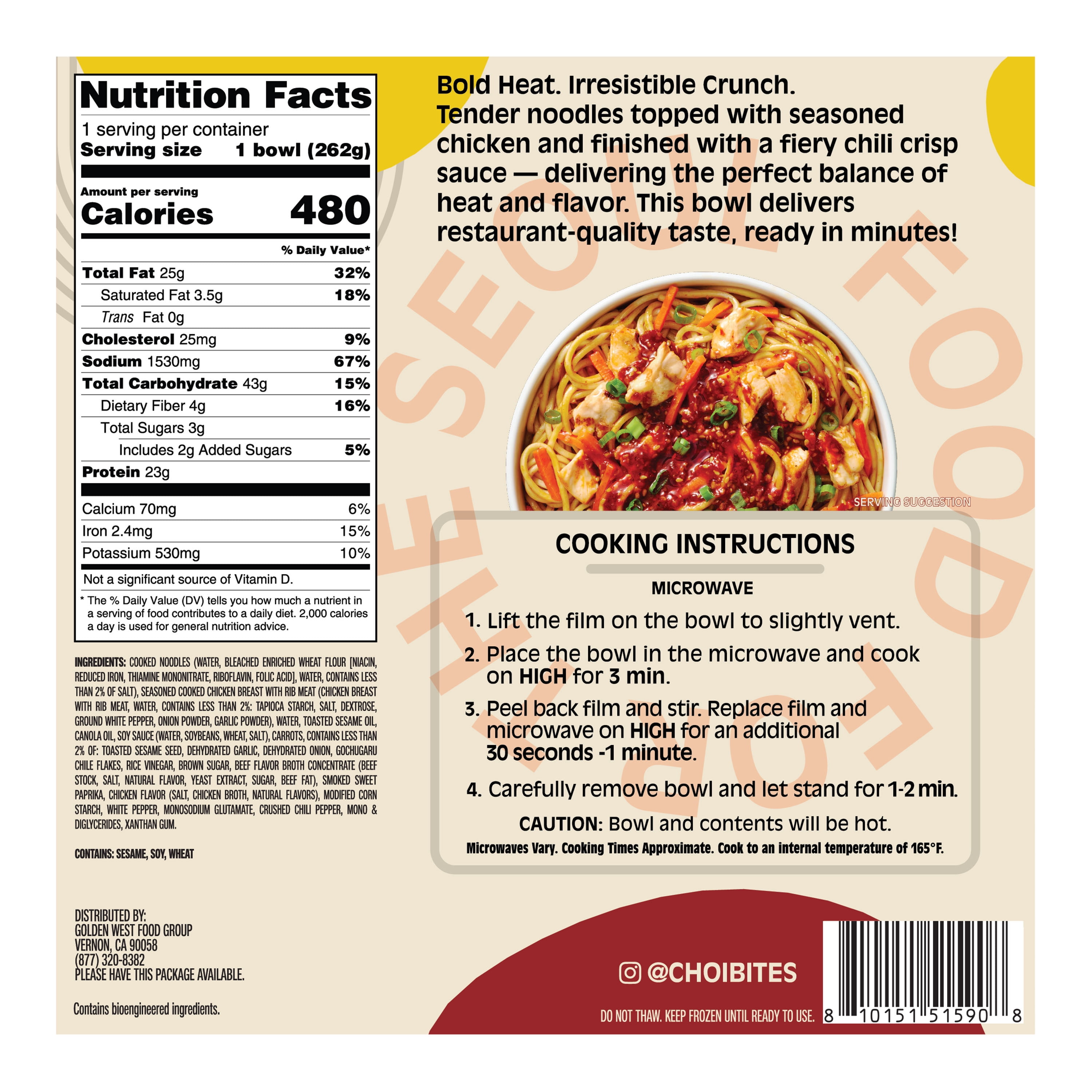Esther Choi Chili Crisp Noodles with Chicken, 9.25 oz (Frozen)