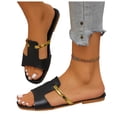 thumbnail image 6 of FRSASU Women's Width Flat Slides Sandals Fashionable Summer Hollow Out Square Toe Slippers Comfortable Beach Vacation Sandals Black, 6 of 9