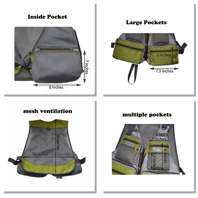 Chalecos De Pesca Chaqueta de pesca de poliéster Chaleco de malla transpirable Accesorios para exteriores (S) Ndcxsfigh Para Estrenar