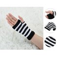 thumbnail image 2 of INSPIRE CHIC Women's Fingerless Gloves Thumb Hole Fall Wear Wrist Warmers 1 Pair Black-White One Size, 2 of 6