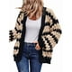 thumbnail image 3 of Suéter de Invierno de Punto Holgado con Rayas y Mangas Farol para Mujer, Moda de Otoño Albaricoque Negro L, 3 of 9