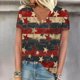 thumbnail image 1 of Fiudx Liquidación de Ahorros de Verano Tops con Cuello En V de Manga Corta Estampados Del Día de La Independencia para Mujer, 1 of 4