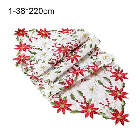 

Table Runner Fine Texture Wear Resistant Fabric Christmas Themed Thickened Table Cover for Home