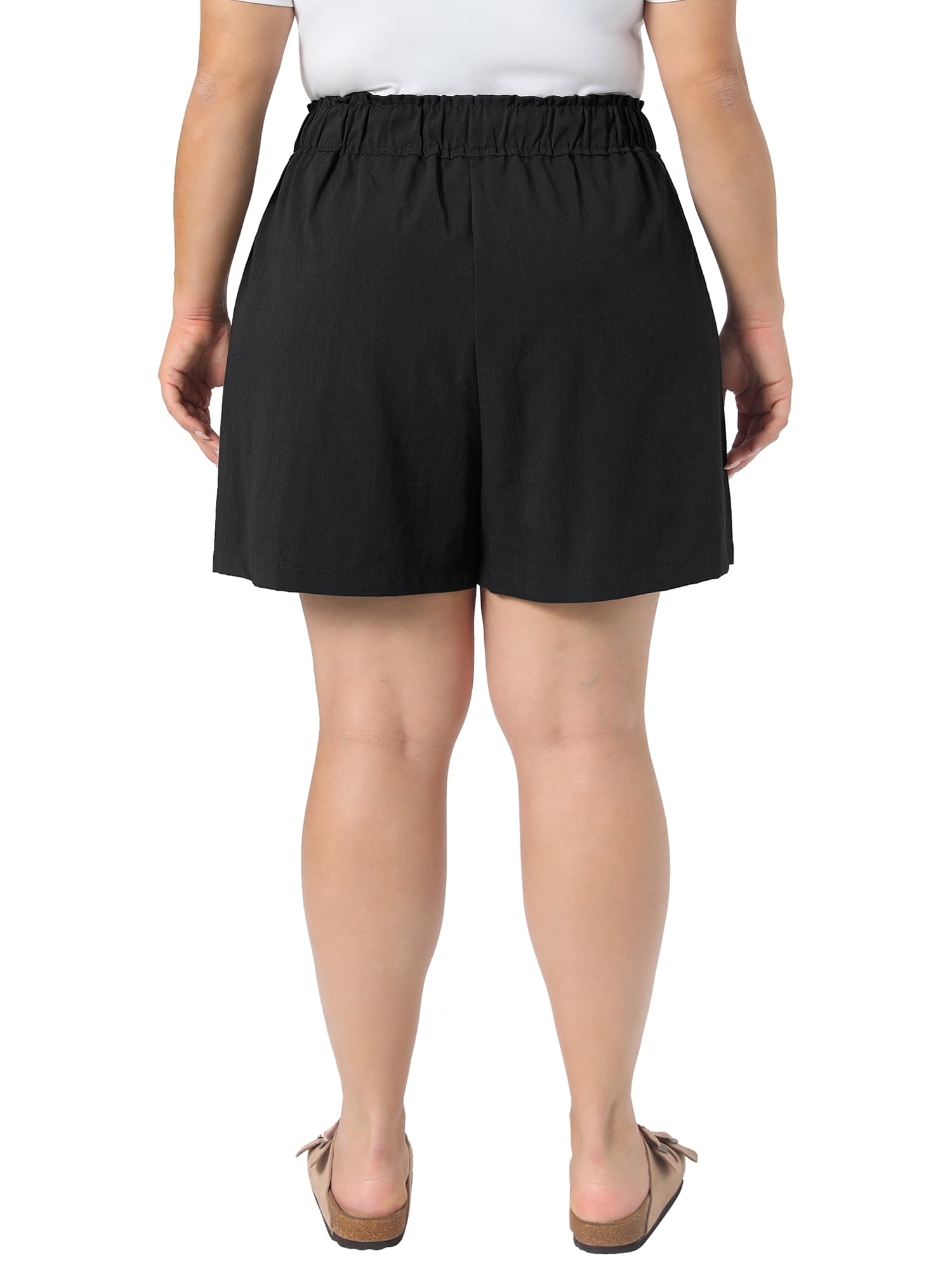 DARING DIVA Women's Plus Wide Leg Drawstring High Waist Beach Shorts 4X Black