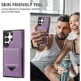 thumbnail image 5 of Phone Case for Samsung Galaxy S23 Ultra 5G Wallet Cover with Tempered Glass Screen Protector RFID Slim Credit Card Holder Slot Stand Cell S23Ultra 23S S 23 23Ultra 6.8 inch Women Men Purple, 5 of 11