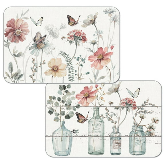 Wipe-Clean Reversible Decofoam Placemats, A Country Weekend, Set of 2, Made in The USA