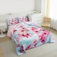 thumbnail image 3 of Feelyou 3D Japanese Blossoms Full Size Comforter Sets for Female, Blue Pink Bedding Comforter Set, Dreamy Flower Floral Reversible Bedding Sets, Super Cozy Room Decor, 3-Piece, 3 of 8
