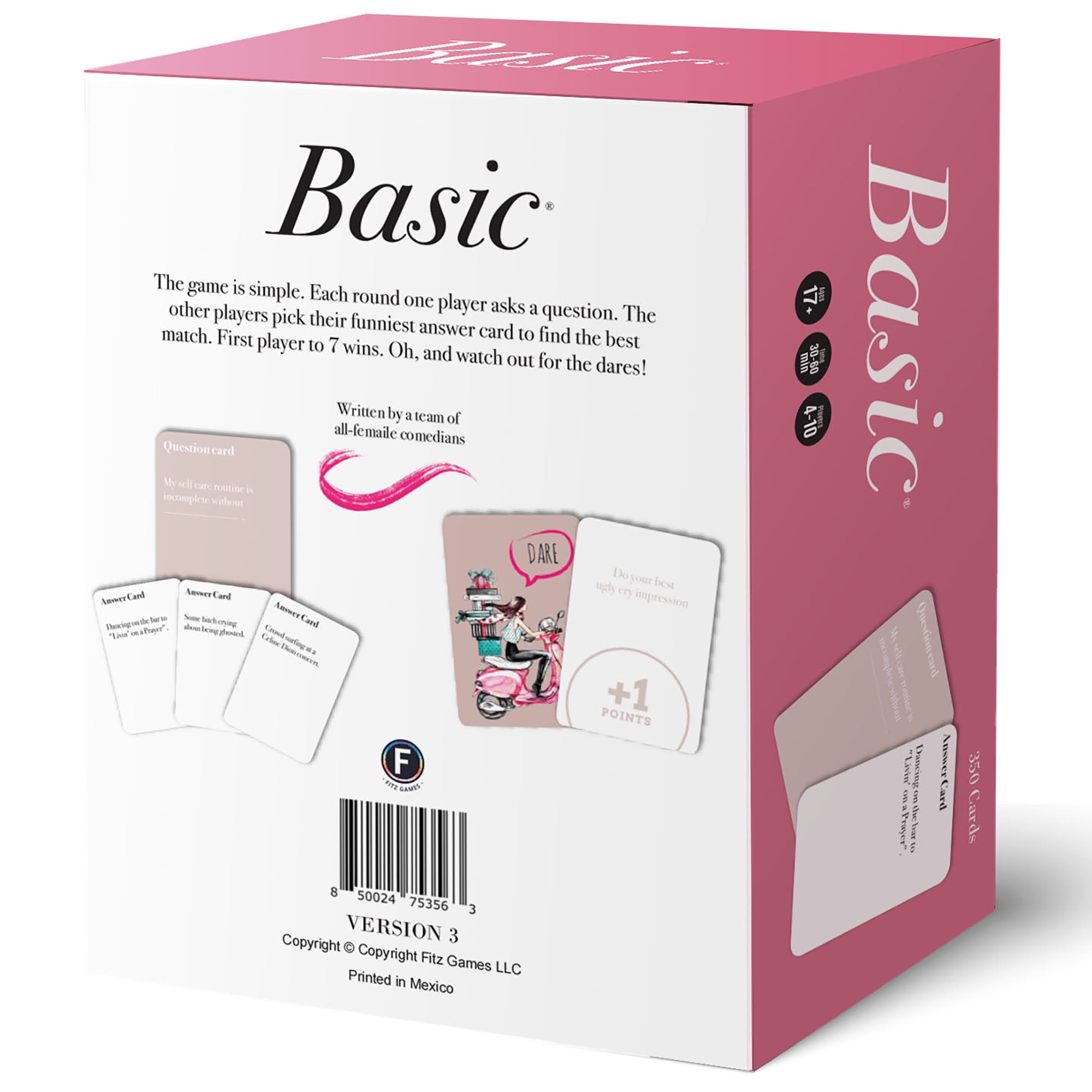 Basic AF: Base Pack - Fitz Games, A Card Game For The Girls Night, The Perfect Bachelorette Party Game, Get To Know Your Friends, Best Played In A Group Of 4-10 People, Ages 17+