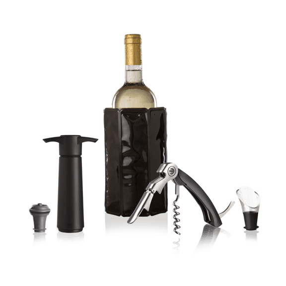 Vacu Vin Wine Set Original - 5pc Wine Must-Haves - Includes Double Hinged Corkscrew - Active Cooler Wine - Wine Server Crystal - The Original Wine Saver and Vacuum Wine Stopper