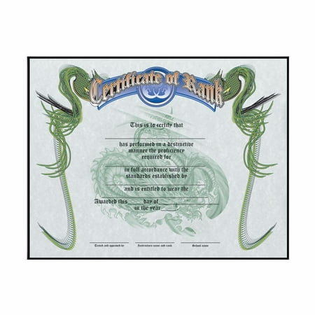 Martial Arts Karate Taekwondo Rank Certificates-  blank 10 (Best 6 Pack App)