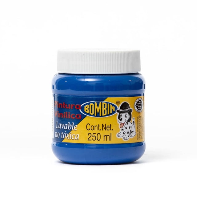 Pintura Vinílica Escolar Bombin 250ml Lavable Color Azul