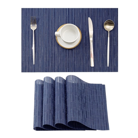 Woven Placemats Set of 4 - Heat Resistant Non-Slip Place mats for Dining Table, Washable Durable PVC Vinyl Woven Table Mats