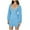 Light Blue, variant on XFLWAM Women's Ruched V Neck Bodycon Dress Lantern Long Sleeve Mesh Backless Solid Color Mini Dresses Black S