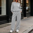 thumbnail image 6 of Women's 2 Piece Matching Lounge Set Sweatsuits,Long sleeves Hoodie and High Waist Wide Leg Sweatpants,with Pockets,Solid Color Casual Tracksuit Loungewear Sets, 6 of 6