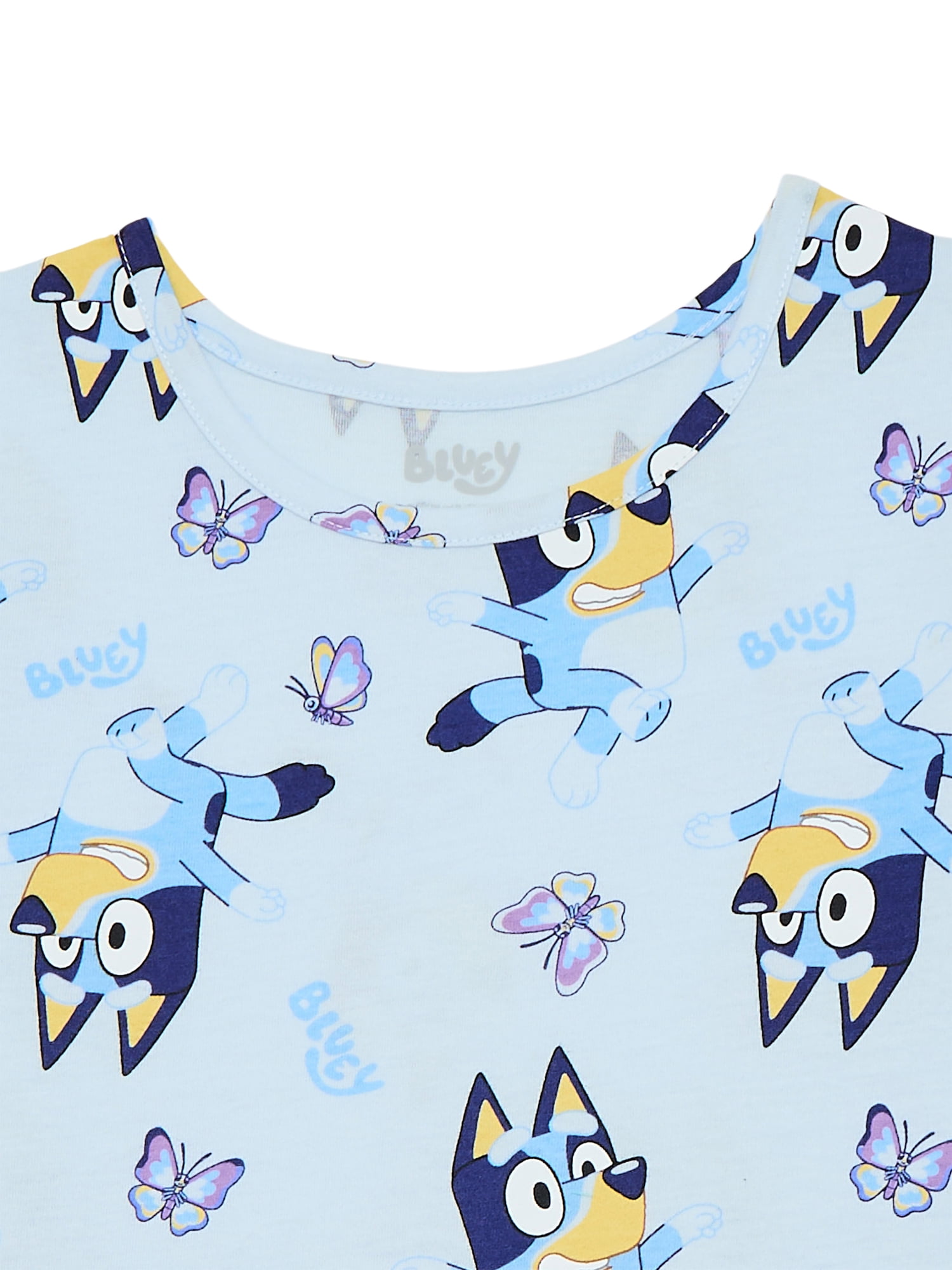 Bluey Girls Allover Print Dress with Short Sleeves, Sizes 4-12
