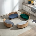 thumbnail image 6 of Scandinavian Style Elevated Dog Bed Pet Sofa with Solid Wood Legs and Bent Wood Back, Velvet Cushion, Walnut, 6 of 6