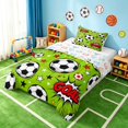 thumbnail image 2 of Manfei Football Sports Twin Comforter Sets, Goal Print Bedding Set, Lime Green Soccer, Colorful Gamepad Reversible 2 Pieces 1 Comforter and 1 Pillowcase, 2 of 6