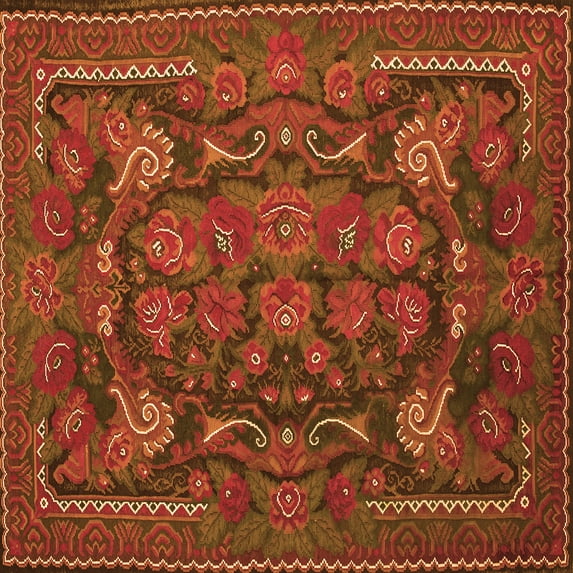 Ahgly Company Indoor Square Animal Orange Traditional Area Rugs, 8' Square