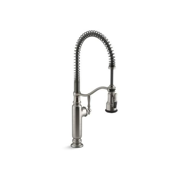 Kohler K-77515-VS Robinet de Cuisine Semi-Professionnel à Poignée Unique avec Pulvérisateur Po, Acier Inoxydable Vibrant