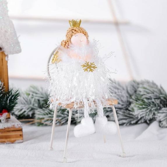 JERDAR Christmas Decorations Christmas Angel Plush Doll Pendant Xmas Tree Hanging Decoration Party Ornaments White