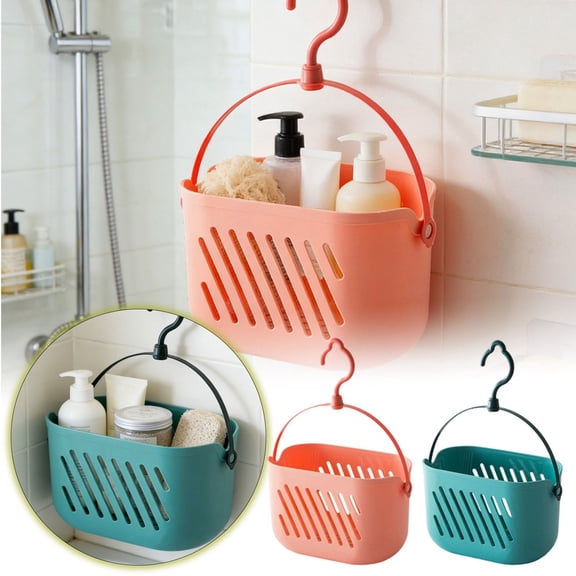 Hanging Shower Caddy Basket With Hook, Plastic Bath Storage Organizer, Ventilated Shower Shelf For Shampoo, Soap & Bathroom Accessories Pink-32Cm