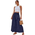 thumbnail image 3 of Dresfit Linen Pants Women Wide Leg Palazzo Boho Pant Summer 2026 Loose Lightweight Slacks Elastic High Waist Lounge Yoga Trousers with Pockets Navy S, 3 of 4
