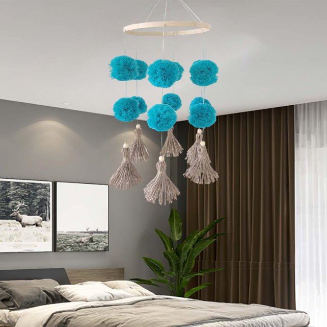 Juguetes colgantes de cuna, juguetes de peluche giratorios, decoración de fondo, decoración , Azul CUTICAT Juguetes colgantes de cuna