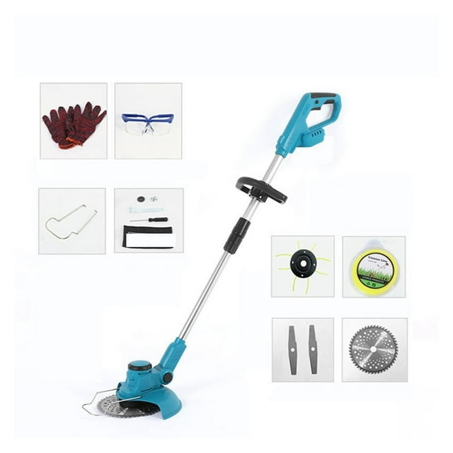 Tondeuse à Gazon Électrique Sans Fil 8 Pouces Moteur Sans Balais Coupe-Herbe Longueur Réglable Angle Télescopique Outils de Jardin Roue, Facile à Utiliser